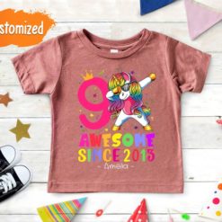 Personalized Name Age Unicorn Birthday Shirt Onesis Kid Youth V-neck Unisex