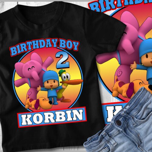 Personalized Name Age Pocoyo Birthday Shirt Onesis Kid Youth V-neck Unisex