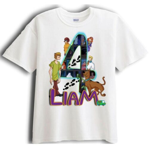 Personalized Name Age Scooby Doo Birthday Shirt Onesis Kid Youth V-neck Unisex